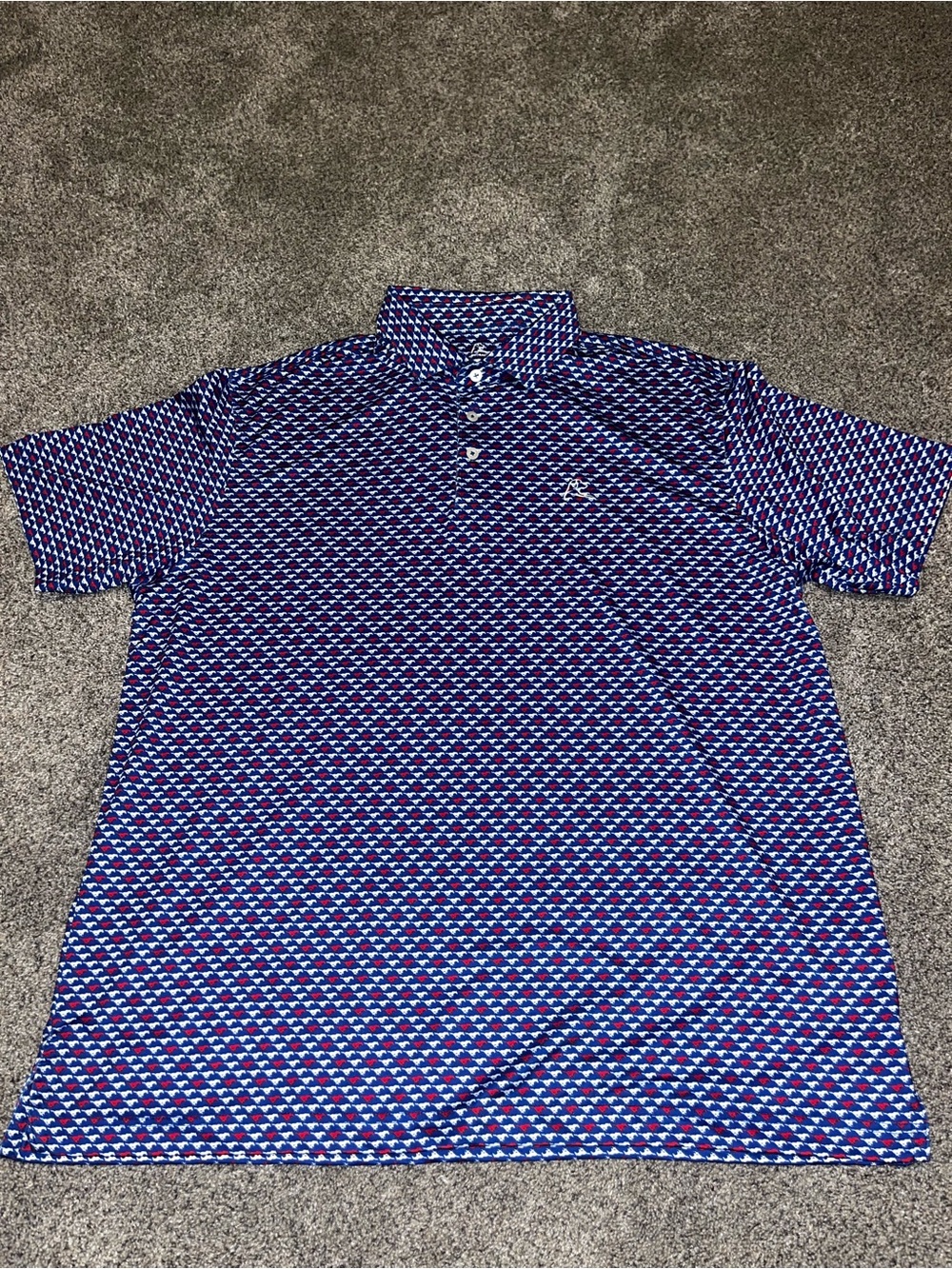Rhoback XL Men's Polo Golf Shirt Blue Horse Mustang Theme Euc